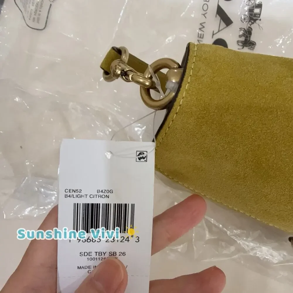 NWT Coach Suede Tabby Shoulder Bag 26 CEN52 Brass/Light Citron